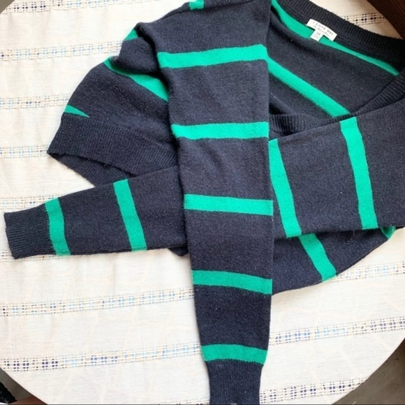 Wool Blend Eclectic Grandpa Striped Button Down Cropped Cardigan Preppy Sweater - Picture 8 of 14